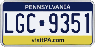 PA license plate LGC9351