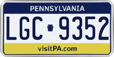 PA license plate LGC9352