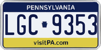 PA license plate LGC9353