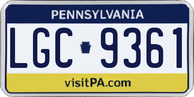 PA license plate LGC9361