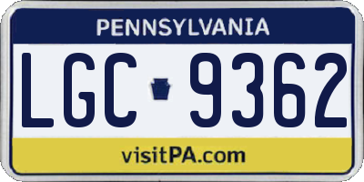 PA license plate LGC9362
