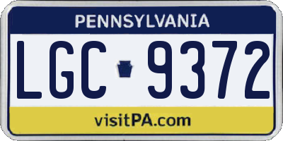 PA license plate LGC9372