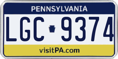 PA license plate LGC9374