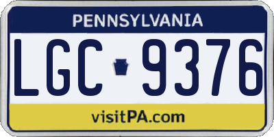 PA license plate LGC9376
