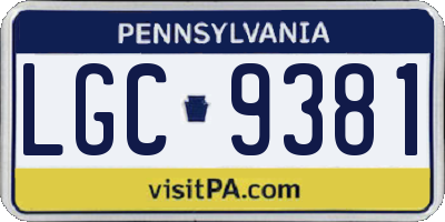 PA license plate LGC9381