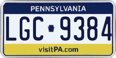 PA license plate LGC9384