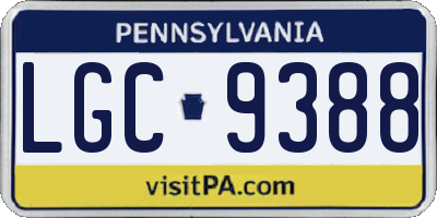 PA license plate LGC9388