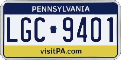 PA license plate LGC9401
