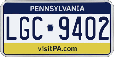 PA license plate LGC9402