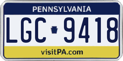 PA license plate LGC9418