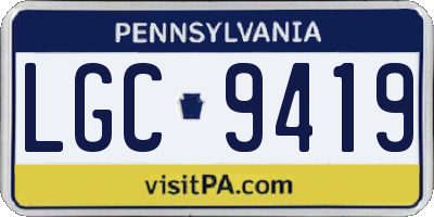 PA license plate LGC9419