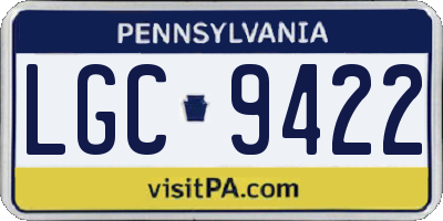 PA license plate LGC9422