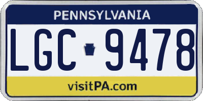 PA license plate LGC9478