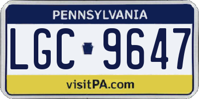 PA license plate LGC9647