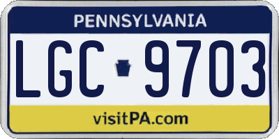 PA license plate LGC9703