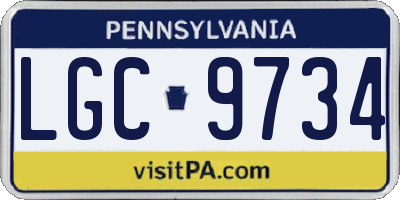 PA license plate LGC9734