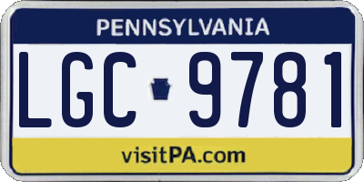 PA license plate LGC9781