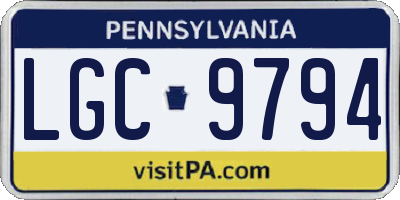 PA license plate LGC9794
