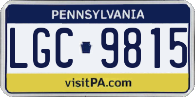 PA license plate LGC9815