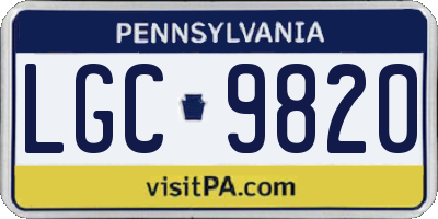 PA license plate LGC9820
