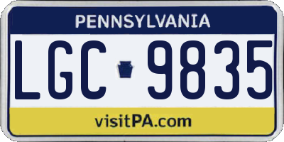 PA license plate LGC9835