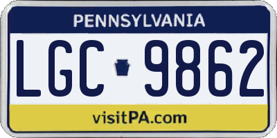 PA license plate LGC9862