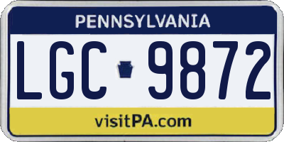 PA license plate LGC9872