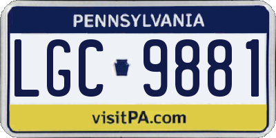 PA license plate LGC9881