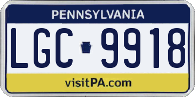 PA license plate LGC9918