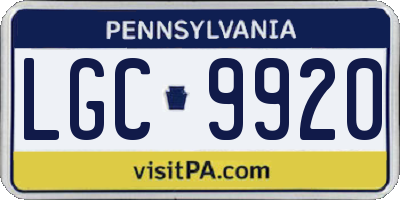 PA license plate LGC9920
