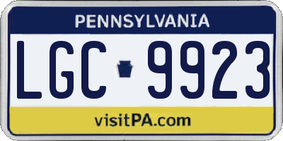 PA license plate LGC9923