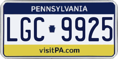 PA license plate LGC9925