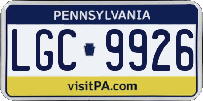 PA license plate LGC9926