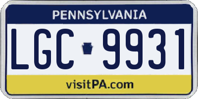 PA license plate LGC9931