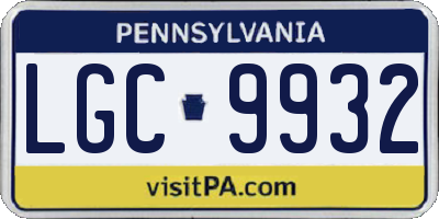 PA license plate LGC9932