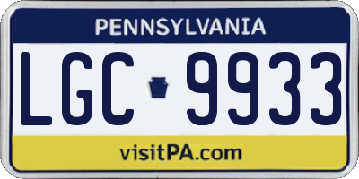 PA license plate LGC9933