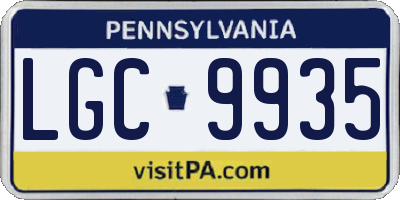 PA license plate LGC9935
