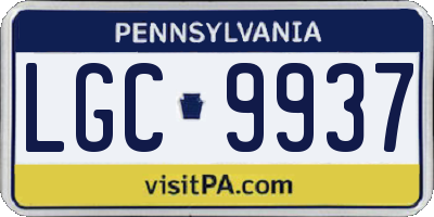 PA license plate LGC9937