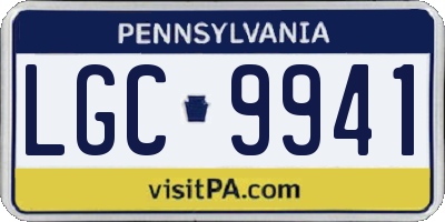 PA license plate LGC9941