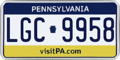 PA license plate LGC9958