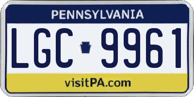 PA license plate LGC9961