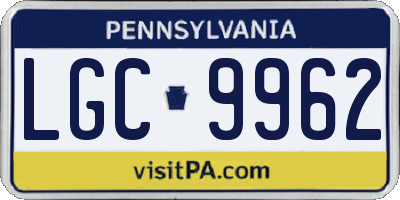 PA license plate LGC9962