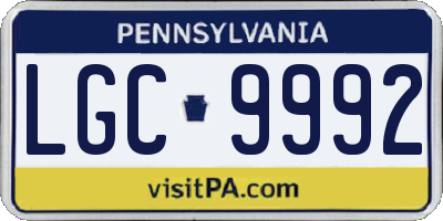 PA license plate LGC9992