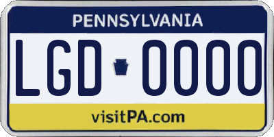 PA license plate LGD0000