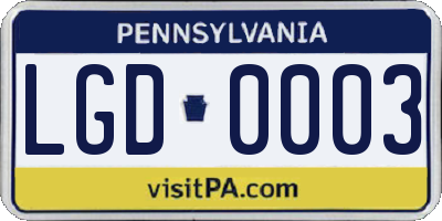 PA license plate LGD0003