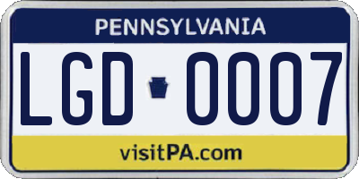 PA license plate LGD0007