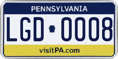 PA license plate LGD0008