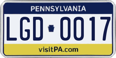 PA license plate LGD0017