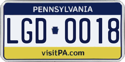 PA license plate LGD0018