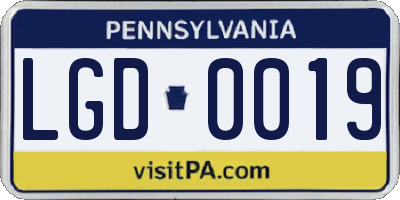 PA license plate LGD0019